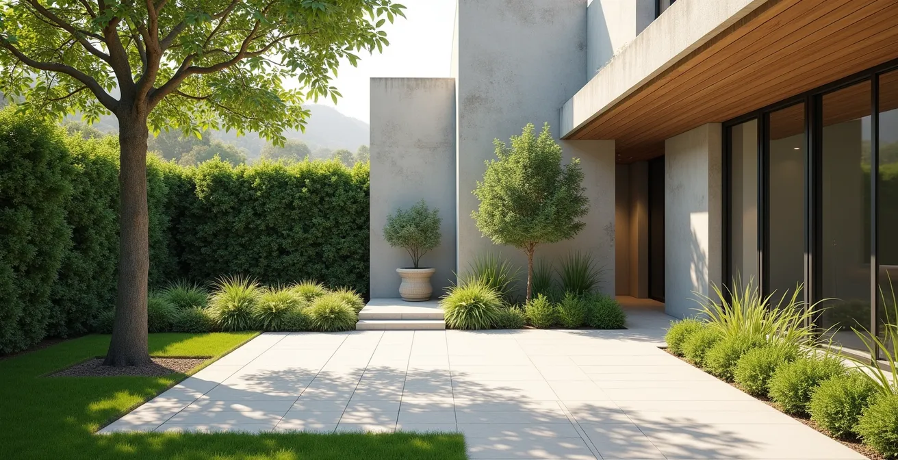 Axe Environnemental & Minimaliste : Terrain divisé montrant deux scénarios d'aménagement